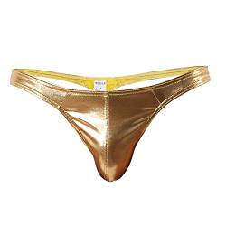 BaronHong Herren 3er Pack Vergoldung Stretch Tanga T-Back Sexy Unterwäsche (Golden,XL) von BaronHong