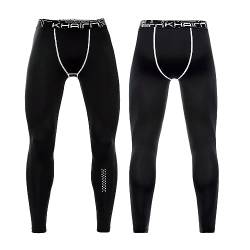 BaronHong Herren-Basisschicht-Strumpfhose, schnell trocknend, Kompressionshose in Übergröße, für Fitnessstudio, aktive Leggings, atmungsaktive Sporthose (schwarz, 6XL) von BaronHong