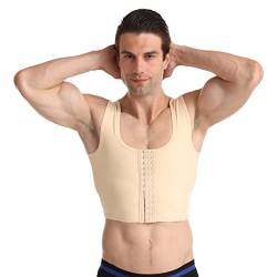 BaronHong Herren Body Shaper Brust Binder Flach Kompression 3 Reihen Verschluss Büste Korsett Westen(Hautton,M) von BaronHong