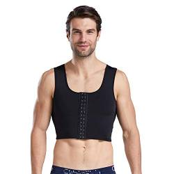 BaronHong Herren Body Shaper Brust Binder Flach Kompression 3 Reihen Verschluss Büste Korsett Westen(schwarz,2XL) von BaronHong