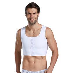 BaronHong Herren Body Shaper Brust Binder Flach Kompression 3 Reihen Verschluss Büste Korsett Westen(weiß,M) von BaronHong