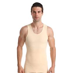 BaronHong Herren-Kompressions-Brustbinder-Hemd zum Abnehmen, Body Shaper, Weste, Workout, Tanktops, Bauchmuskelunterhemden (Hautton, L) von BaronHong