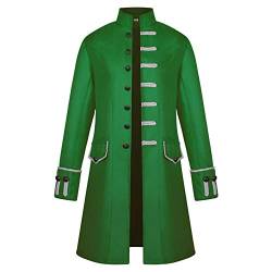 BaronHong Herren Steampunk Vintage Frack Jacke Gothic Viktorianischer Gehrock Uniform Halloween Kostüm(Grün,XL) von BaronHong