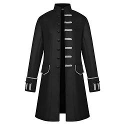 BaronHong Herren Steampunk Vintage Frack Jacke Gothic Viktorianischer Gehrock Uniform Halloween Kostüm(schwarz,3XL) von BaronHong