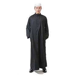 BaronHong Herren Thobe Stehkragen islamischen arabischen muslimischen Robe Abaya (schwarz, 58) von BaronHong