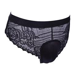 BaronHong Hiding Gaff Panty Shaping Camel Toe Lace Floral Herren Tanga Unterwäsche für Crossdresser Transgender(schwarz,L) von BaronHong