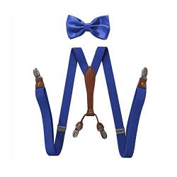 BaronHong Hosenträger-Fliegen-Set für Damen und Herren, 2,5 cm breit, Y-Form mit 4 Clips, verstellbare Hosenträger für formelle Hochzeiten (Royalblau, M) von BaronHong