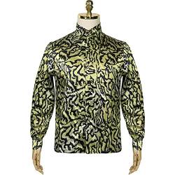 BaronHong Joe Exotic Sequin Shirt Tiger King Cosplay Vintage Langarm Halloween Shirts Kostüm (Gelb,2XL) von BaronHong