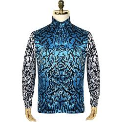 BaronHong Joe Exotic Sequin Shirt Tiger King Cosplay Vintage Langarm Halloween Shirts Kostüm (blau,3XL) von BaronHong