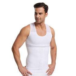 BaronHong Männer Body Shaper Schlankheitsweste Tank Top Bauch Bauch Kompressionshemd Unterwäsche Moobs Binder (weiß, M) von BaronHong