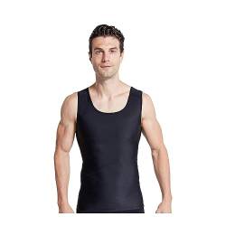 BaronHong Männer Verstecken Gynäkomastie Pullover Brustbinder Kompression Schlankheitsunterhemd Männliches Korsett Bauchkontrolle Lange Tanktops (schwarz, XL) von BaronHong