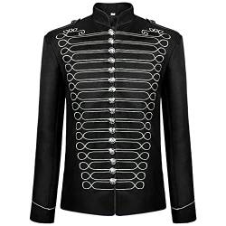 BaronHong Napoleon Military Drummer Parade Jacket Steampunk Military Jacket Goldene Stickerei(schwarz-silber,S) von BaronHong