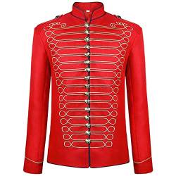 BaronHong Napoleon Military Drummer Parade Jacket Steampunk Military Jacket Goldene Stickerei (rot,2XL) von BaronHong