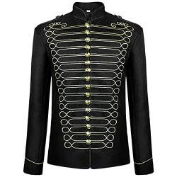 BaronHong Napoleon Military Drummer Parade Jacket Steampunk Military Jacket Goldene Stickerei (schwarz-golden,2XL) von BaronHong