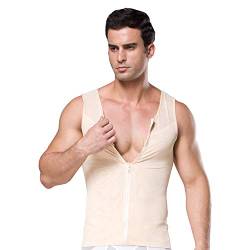 BaronHong Original Zip Up Men´s Chest Compression Shirt zum Verstecken von Gynecomastia Moobs (Nude, 2XL) von BaronHong