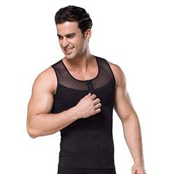 BaronHong Original Zip Up Men´s Chest Compression Shirt zum Verstecken von Gynecomastia Moobs (schwarz, M) von BaronHong