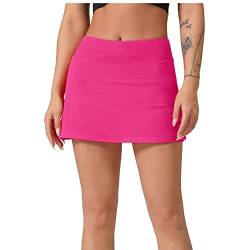 BaronHong Plissee-Tennisröcke für Damen mit Shorts, Taschen, hoch taillierter sportlicher Golf-Skorts, schnell trocknend, Sport (Barbie-Pink, S) von BaronHong