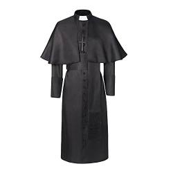 BaronHong Priest Soutane Roman Soutane Kostüm Minister Choir Soutane mit Cincture Band Belt(schwarz,3XL) von BaronHong