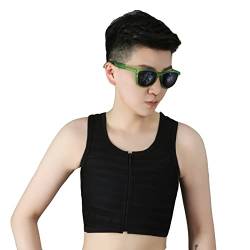 BaronHong Reißverschluss-Brustbinder IceSilk Breathable Shapewear für Tomboy Trans Lesbian (schwarz, L) von BaronHong