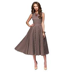 BaronHong - Rundhalsausschnitt, ärmelloses Polk-Dot-Print-Party-Tutu-Kleid (braun, XXL) von BaronHong