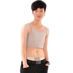 BaronHong Sommer IceSilk Brust Binder Korsett kurz Tank Top für Tomboy Trans Lesben (grau, 2XL) von BaronHong