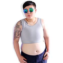 BaronHong Tomboy Trans Lesbian Bambus Kohlefaser Brust Binder Korsett Plus Size Short Tank Top (grau, L) von BaronHong