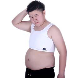 BaronHong Tomboy Trans Lesbian Mesh Brust Binder Korsett Plus Size Short Tank Top (weiß, XL) von BaronHong