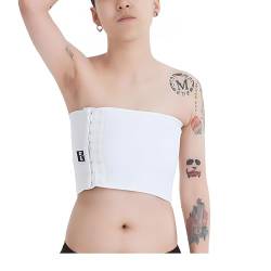 BaronHong Tomboy Trans Lesbian Strapless Plus Size Brust Binder Top mit 20 cm Gummiband (weiß, S) von BaronHong