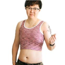 BaronHong Tomboy Trans Lesbische Baumwolle Brust Binder Plus Size Short Tank Top mit 20 cm stärkeres Gummiband (DarkPink, 4XL) von BaronHong