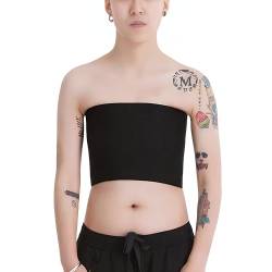 BaronHong Tomboy Trans Lesbische trägerlose Plus Size Brust Binder Top mit 20 cm Gummiband (schwarz, XL) von BaronHong