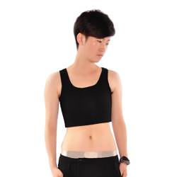 BaronHong Trans Lesbian Tomboy Gummiband Baumwolle Unterwäsche Brust Binder Tank Top (schwarz, XL) von BaronHong