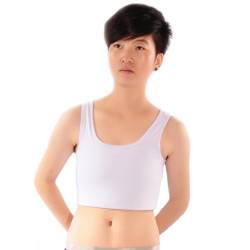 BaronHong Trans Lesbian Tomboy Gummiband Baumwolle Unterwäsche Brust Binder Tank Top (weiß, M) von BaronHong