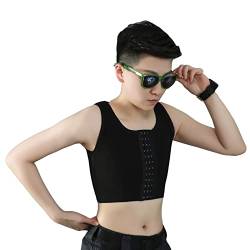 BaronHong Vorderhaken Brustbinder Verstellbarer Schultergurt Double X Back Shaper für Tomboy Trans Lesbian (schwarz, 2XL) von BaronHong