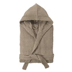 Baroni Home Bademantel aus Frottee mit Kapuze, Bademantel für Damen und Herren 100% Baumwolle, saugfähig und komfortabel, beige, S von Baroni Home