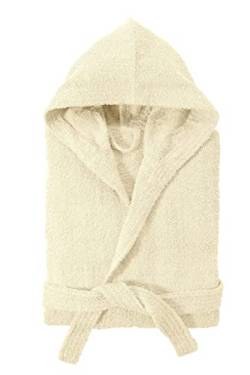 Baroni Home Bademantel mit Kapuze, Herren und Damen, 100% Baumwolle, saugfähig und bequem - creme, XL von Baroni Home