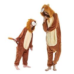 Barrageon Kinder Tiere Kostüme Schlafanzüge Jumpsuit Flanell Cosplay Pyjama Onesie Cartoon Nachtwäsche Overall Hoodie Süß Jungen Mädchen (Braun-130) von Barrageon