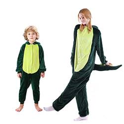 Barrageon Kinder Tiere Kostüme Schlafanzüge Jumpsuit Flanell Cosplay Pyjama Onesie Cartoon Nachtwäsche Overall Hoodie Süß Jungen Mädchen (Grün-100) von Barrageon