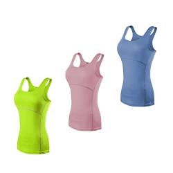 Barrageon Sport Tank Tops 3Pcs Damen Kompression Achselshirts Schnell Trocknend Kompressionsshirt Elastisch Ärmellos Top Training Fitness (A-3Set-05-M) von Barrageon