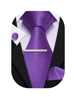 Barry.Wang Herren-Krawatten, kariert, einfarbig, Paisleymuster, Seide, Krawatte, Einstecktuch-Set, für Business, formelle Anlässe, Einheitsgröße von Barry.Wang
