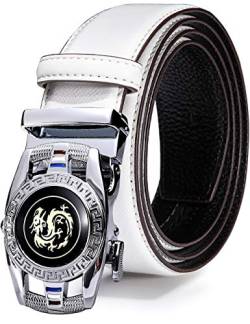 Barry.Wang Weißer Ledergürtel für Männer Designer Dragon Buckle Fashion Taillengürtel Business von Barry.Wang