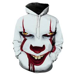 3D Gedruckt Herren Pullover Clown Muster Hoodie Street ins Style, 1, XL von Baruler