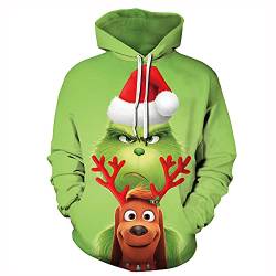 Halloween Weihnachten Grün Fell Monster Grinch 3D Pullover Digital Print Hoodie, e, M von Baruler