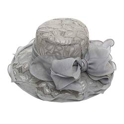 Fascinator Schwarz Hut Dasongff Damen Sommer Hut Elegante Blumen Organzahut Sonnenhüte mit Blumen Breite Krempe Strandhut Damenhut für Hochzeit Kirche Party von Baseball Dasongff