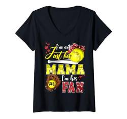 Damen Ich bin nicht nur seine Mama, ich bin seine Softball-Fan-Mama Nummer eins T-Shirt mit V-Ausschnitt von Baseball Softball Mom Gifts & Co