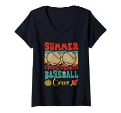 Damen Vintage Retro Summer Costume Baseball Crew Vacation Player T-Shirt mit V-Ausschnitt von Baseball Vacations Costume