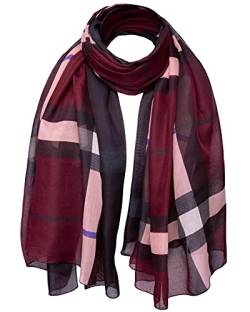 Basic Sense Luxuriöser Damen-Schal, traditionell, Ombré-Design, kariert, leicht, Oversize-Schal, burgunderfarben, One size von Basic Sense