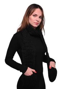 Basic Sense Strickschal Winterschal mit Taschen Warme Grobstrick Schals, Schwarz , One size von Basic Sense