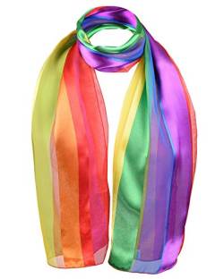 Basic Sense Vibrant Rainbow Stripe Satin Scarf: Lightweight LGBTQ Parade & Celebrations Accessory, mehrfarbig, One size von Basic Sense