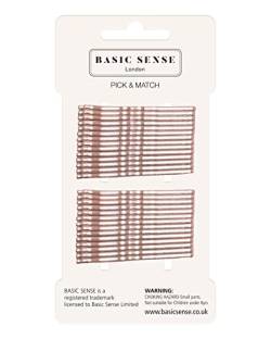 BasicSense 30 Stück kleine, traditionelle gewellte Metall-Haarnadeln, 5 mm Länge (Roségold) von Basic Sense