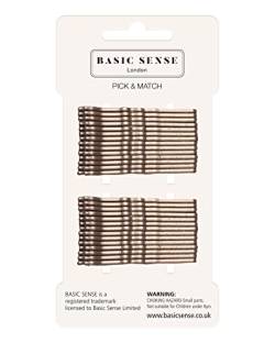 BasicSense 30 Stück kleine traditionelle gewellte Metall-Haarnadeln 5 mm Länge (braun) von Basic Sense